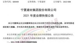 寧夏建材業(yè)績快報：2021年凈利同比下降16.96%！