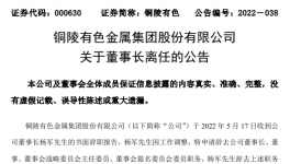 中國(guó)銅工業(yè)板塊第一股董事長(zhǎng)辭職，下一站海螺集團(tuán)！