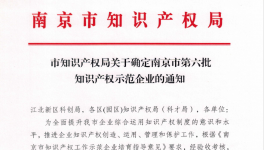 喜報！南京永能新材料有限公司獲選南京市知識產(chǎn)權(quán)示范企業(yè)！